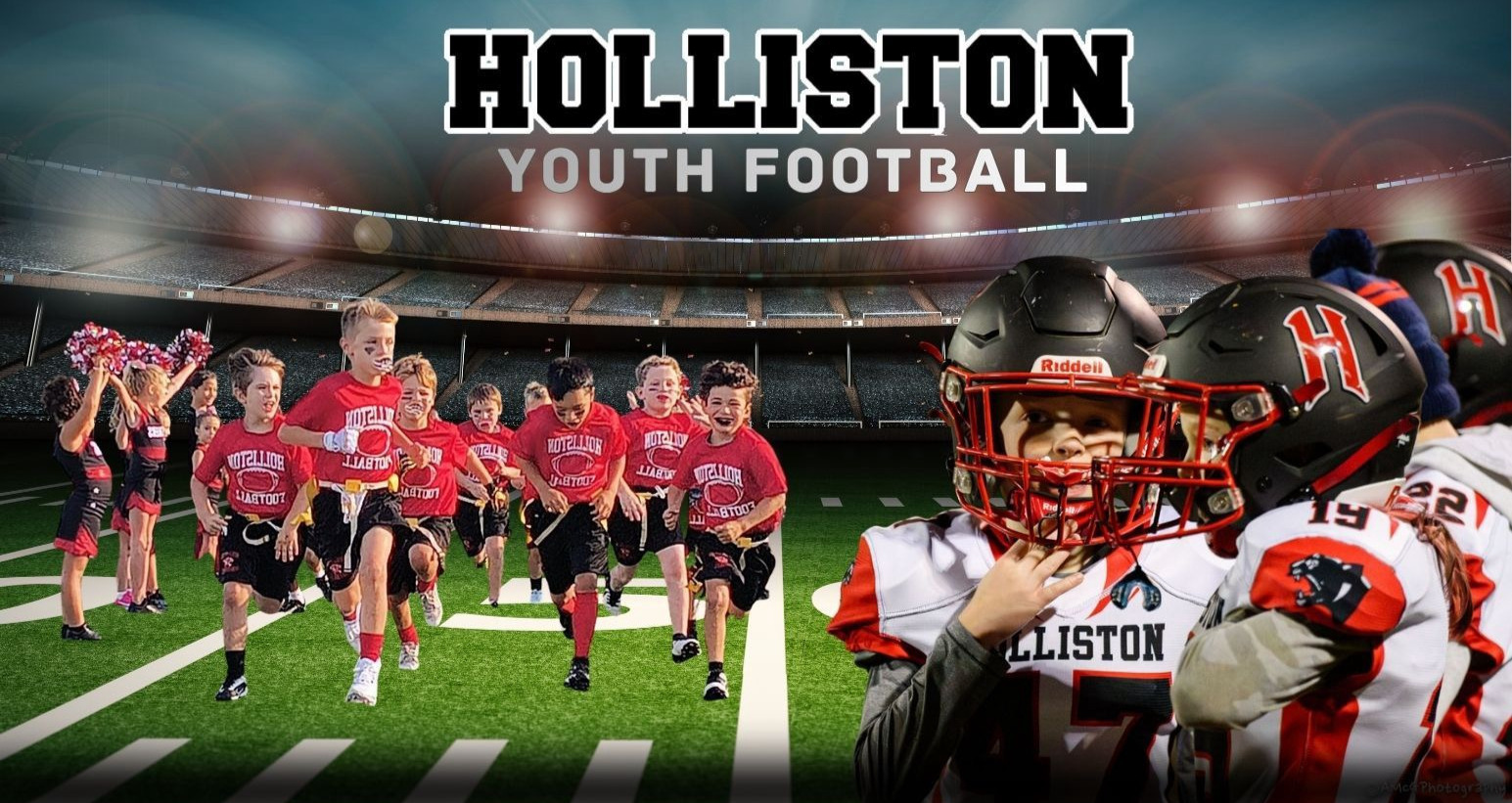 Holliston Youth Football players on the field