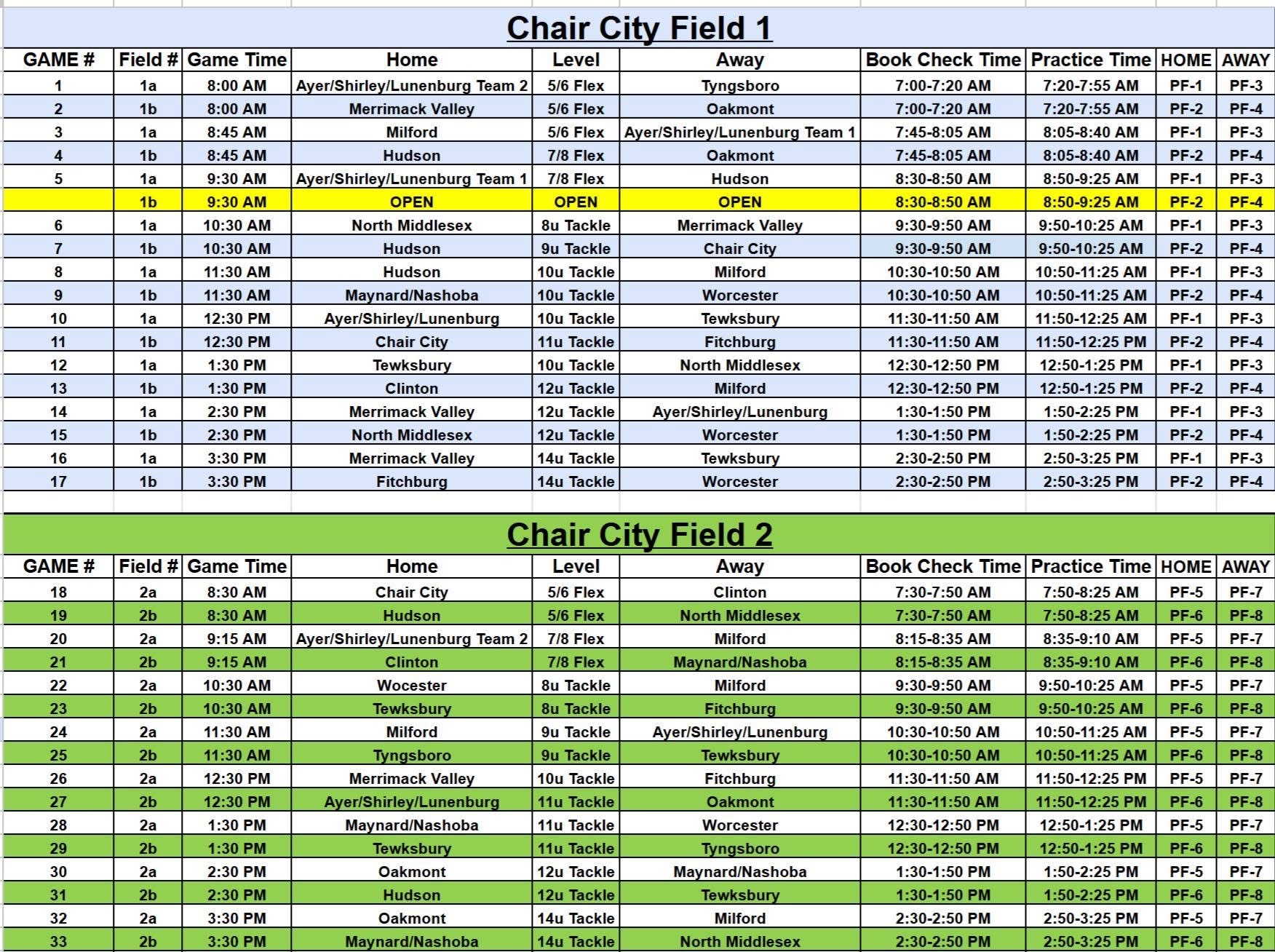Jamboree Schedule