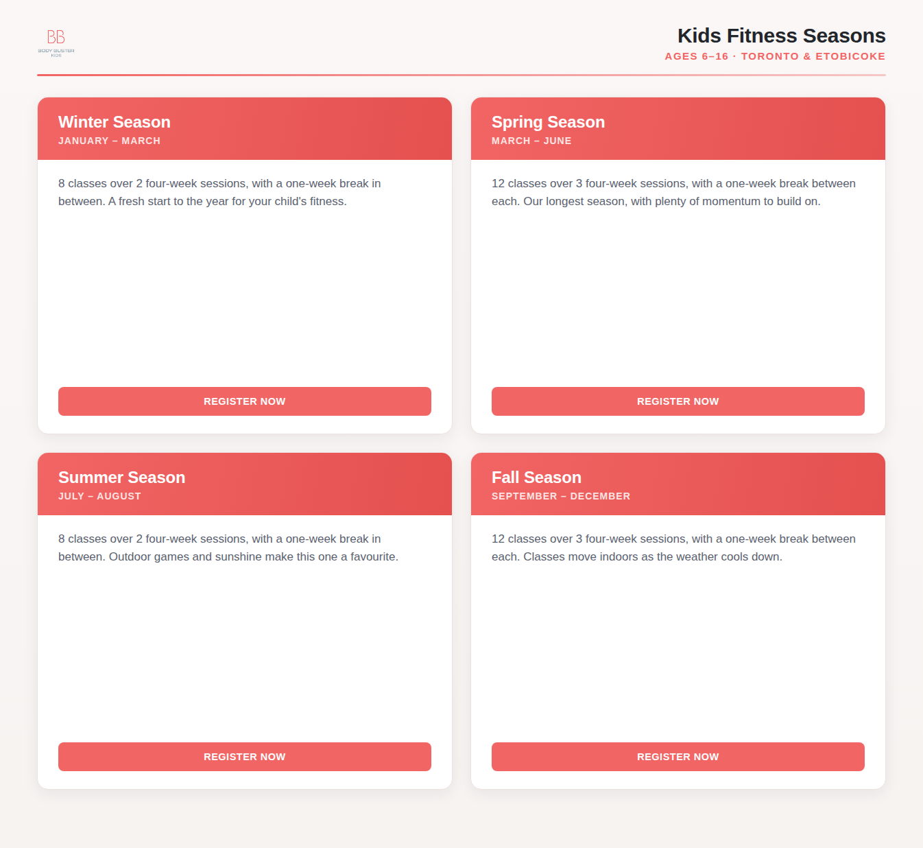 Kids Fitness Classes Sessions 