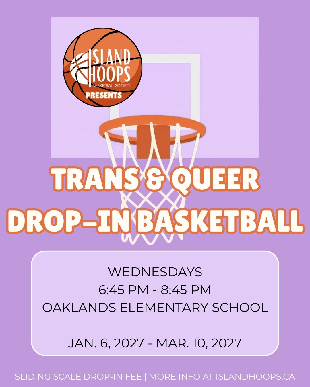 WEDNESDAYS 6:45 PM - 8:45 PM OAKLANDS ELEMENTARY SCHOOL JAN. 6, 2027 - MAR. 10, 2027