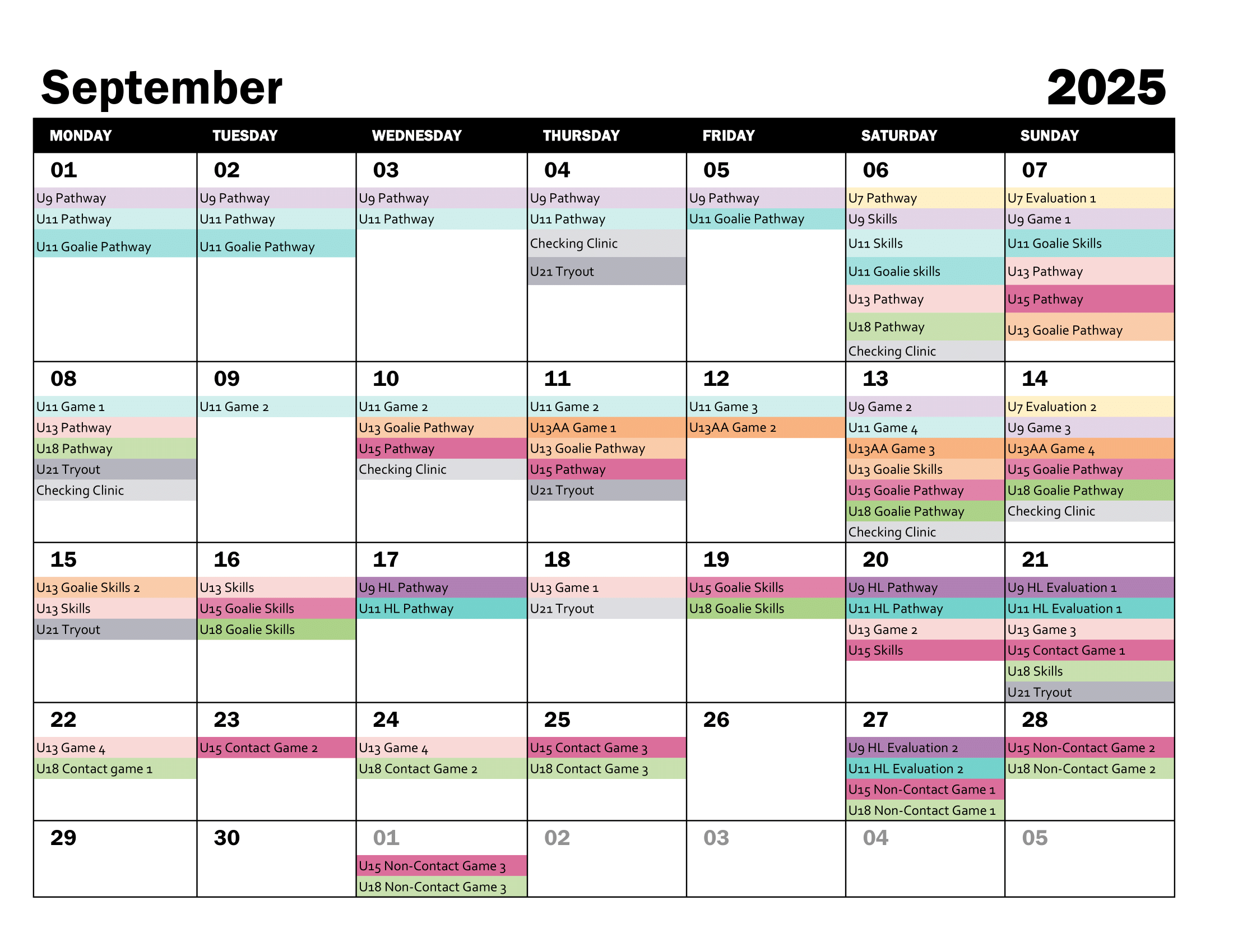 Evaluation Calendar