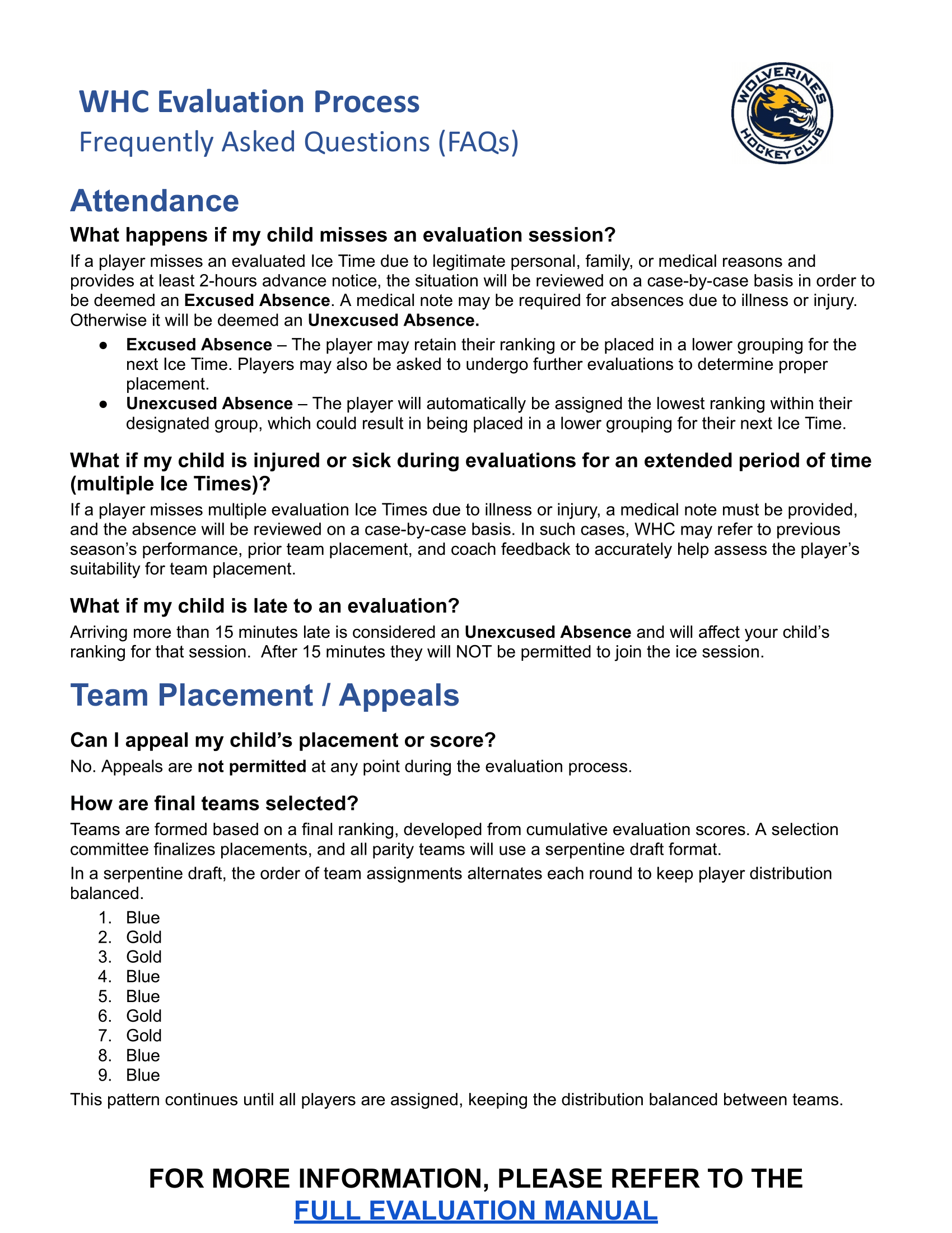 WHC Evaluation FAQ