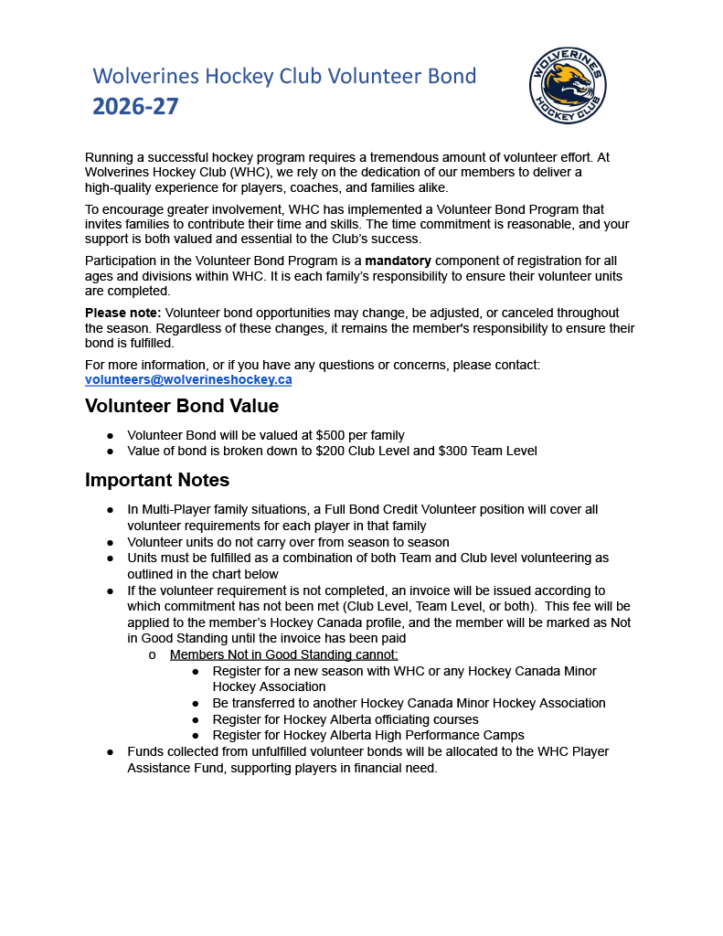 Volunteer Bond Info Page 1