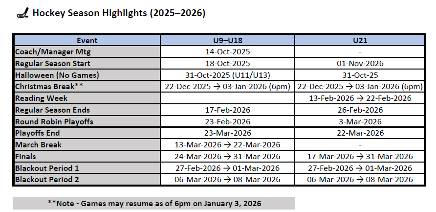 League Dates