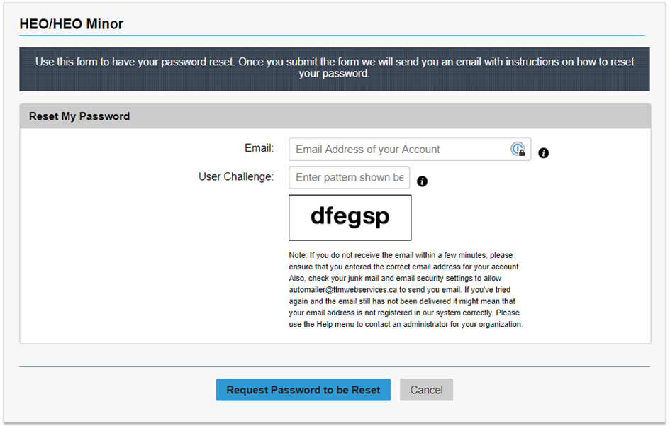 Reset Password Screenshot