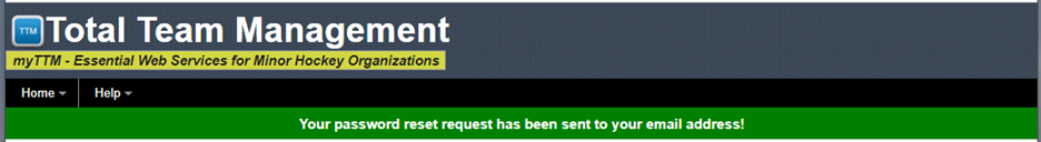 Password Reset Confirmation Screenshot